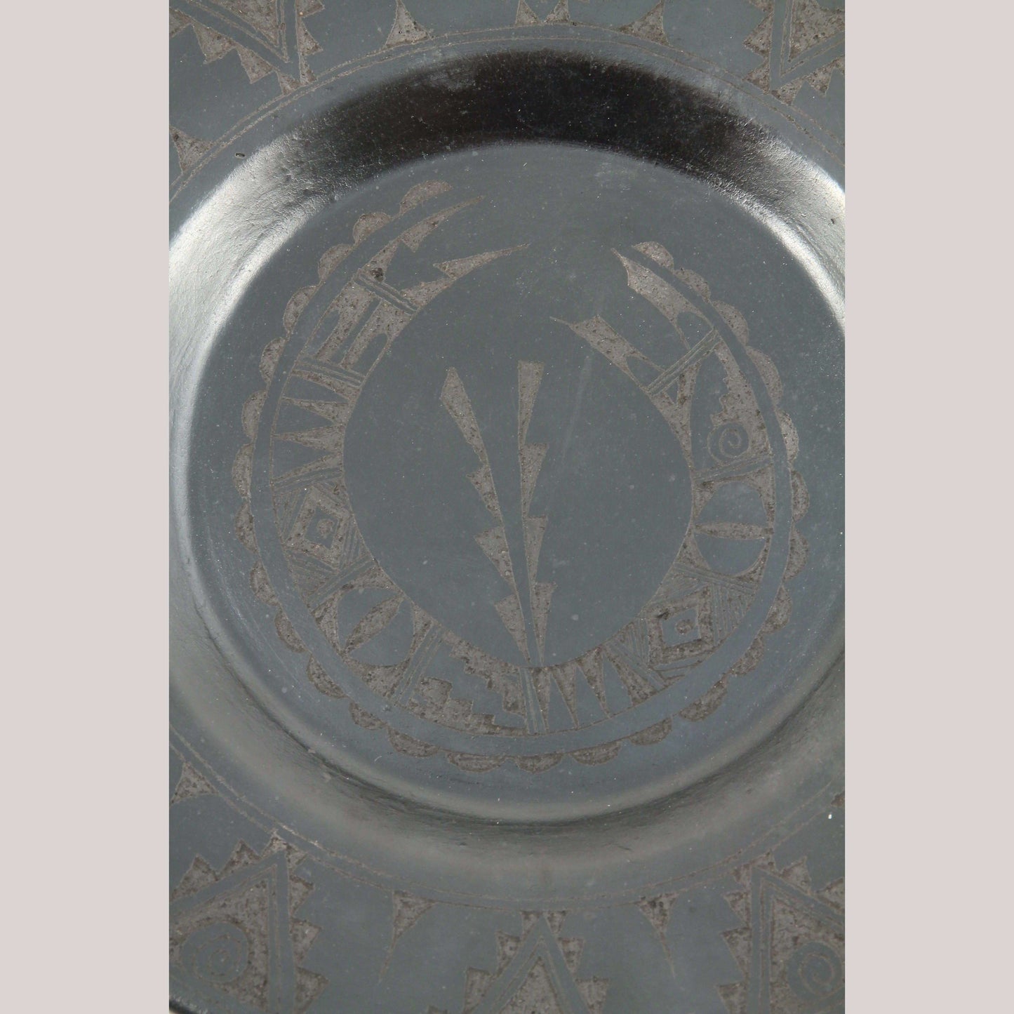 Black Ceramic Hanging Plate Mexican Handmade Incised Mateos #2