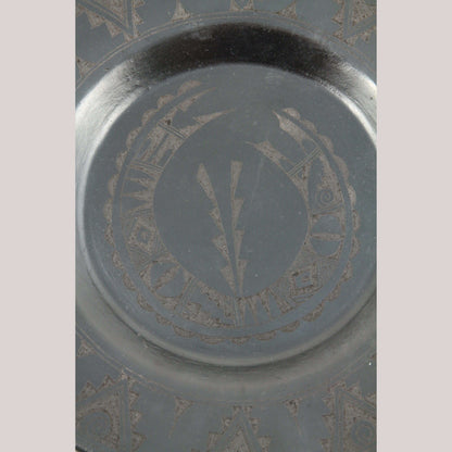 Black Ceramic Hanging Plate Mexican Handmade Incised Mateos #2