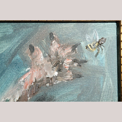 "Cat and Bee" Painting Acrylic on Canvas by Victor Hugo Perez 28"x24"
