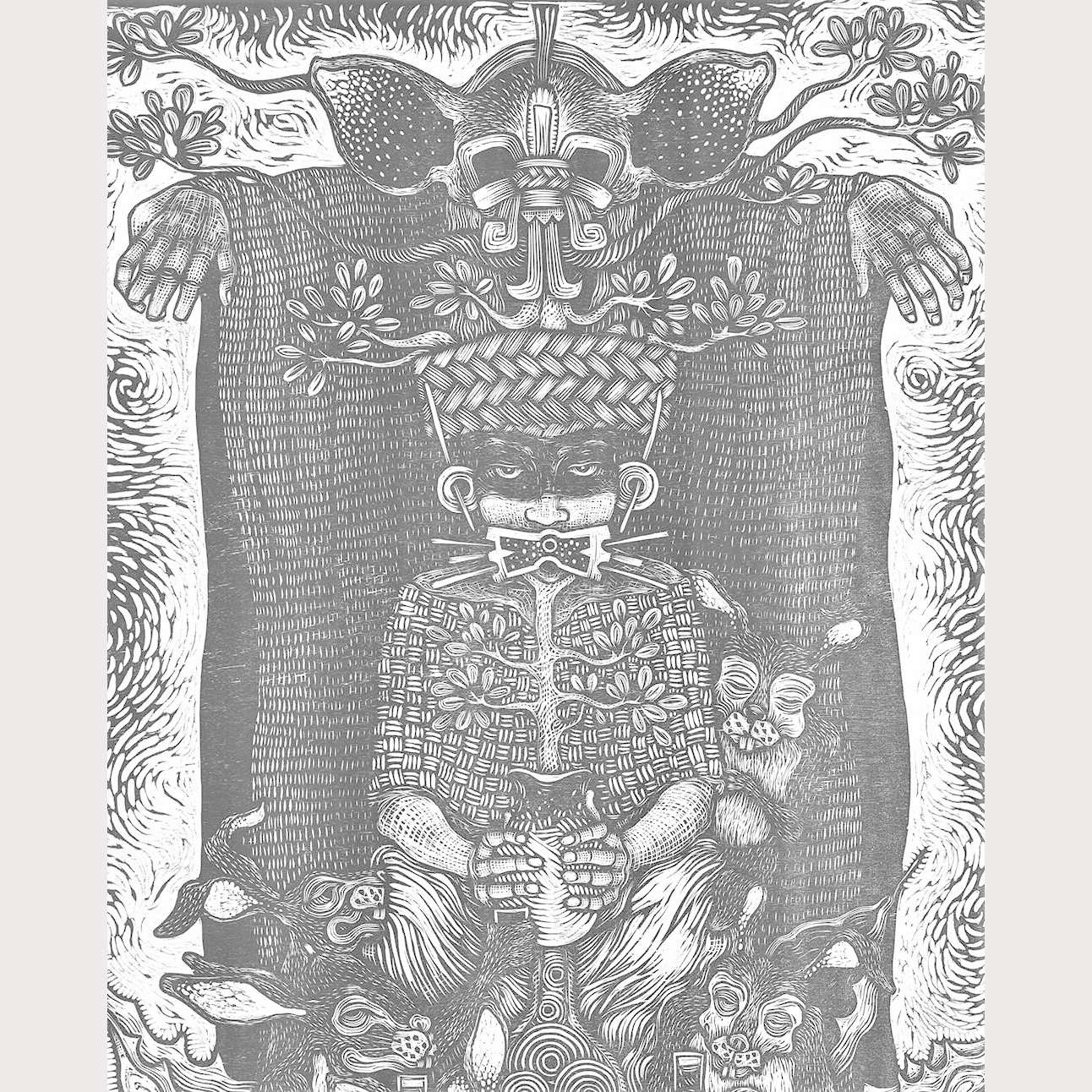 X-Lg Woodcut Print/Xilografía Mexican Fine Art Master Artist The Spirit of Mescal