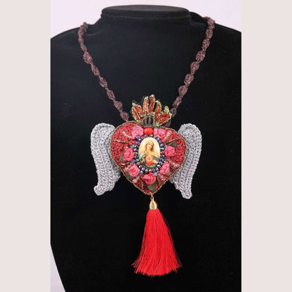Hand Crafted Necklace Mexican Art Jewelry Mary Custom Made