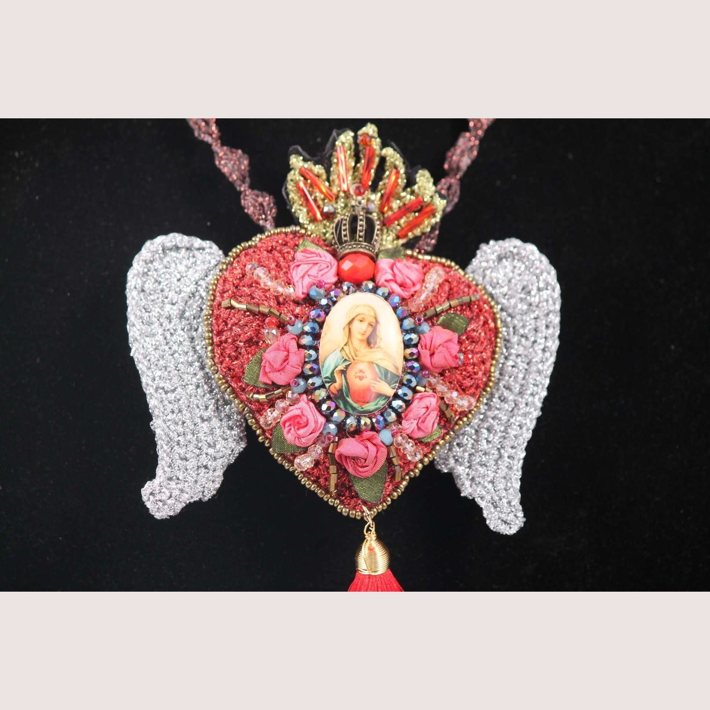 Hand Crafted Necklace Mexican Art Jewelry Mary Custom Made