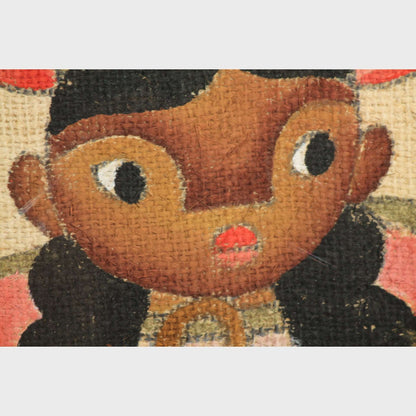 Jose Maria de Servin Boy and Girl with Piglets, Mid-Century Modernism Paintings, a Pair,