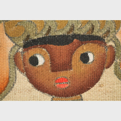 Jose Maria de Servin Boy and Girl with Piglets, Mid-Century Modernism Paintings, a Pair,