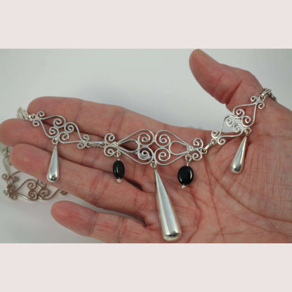 Sterling Silver Necklace/Earring/Bracelet set Hand Made .950 stamped New
