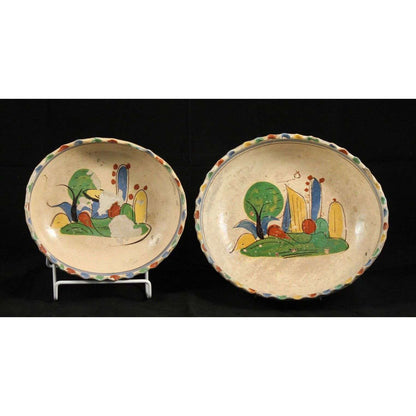 Vintage Mexican Ceramic Nesting Bowls Set of 2 Pottery Rustic Handmade Mexico