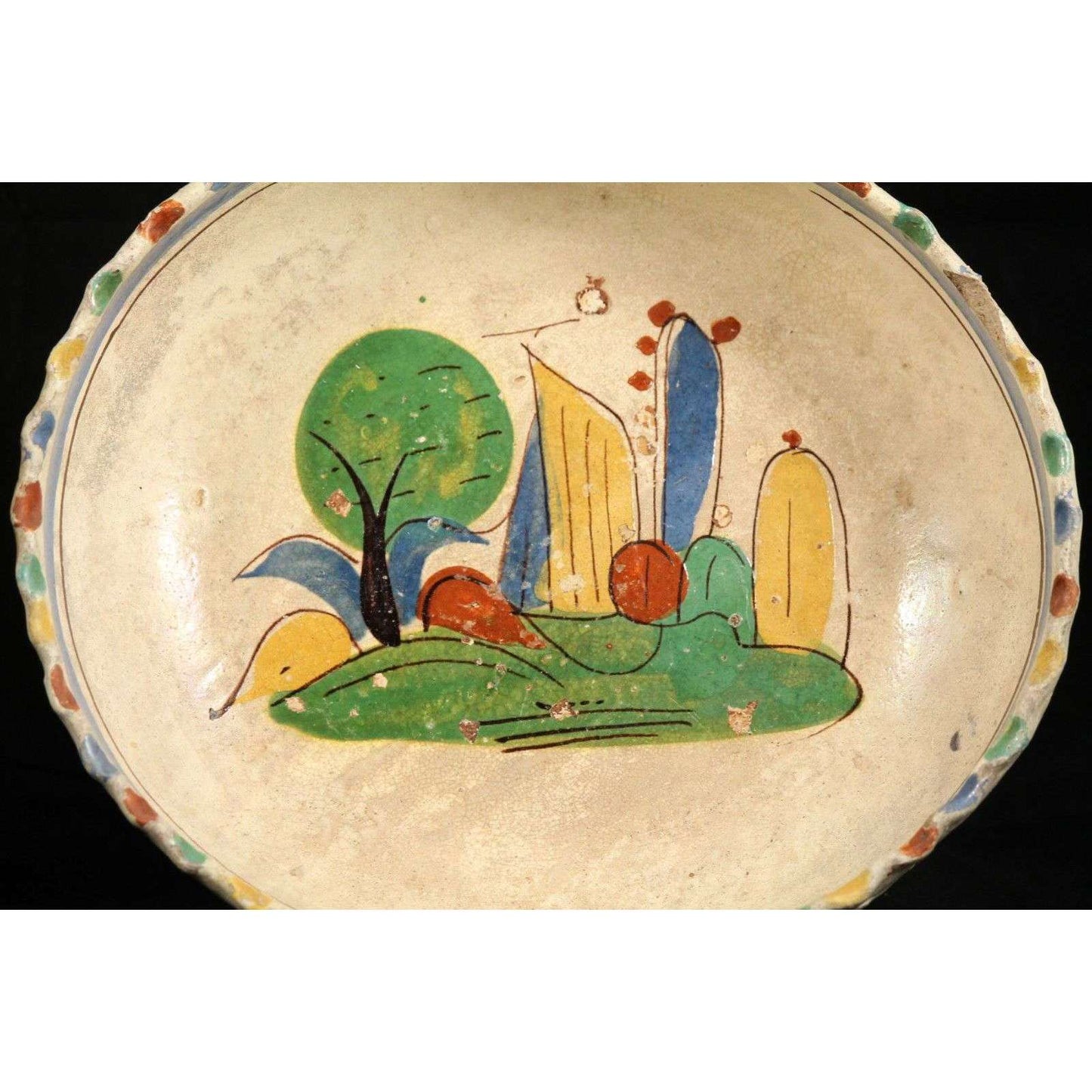 Vintage Mexican Ceramic Nesting Bowls Set of 2 Pottery Rustic Handmade Mexico