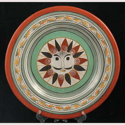 Vintage Sun Large Mexican Ceramic Hanging Plate Folk Art