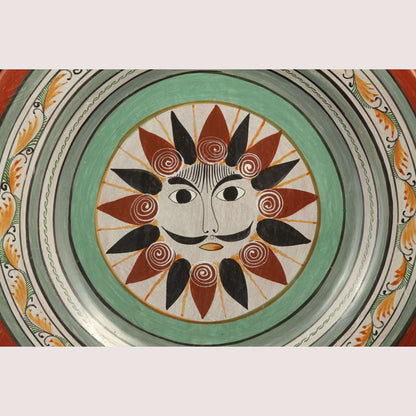 Vintage Sun Large Mexican Ceramic Hanging Plate Folk Art